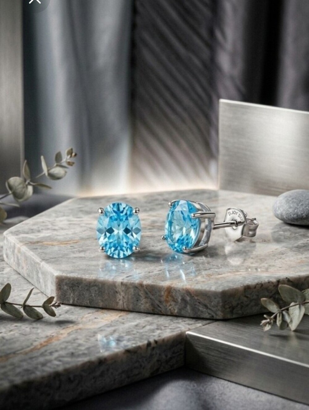 Cambodian Blue Zircon Solitaire Stud Platinum Over 925 Earrings 2.40 CTW Luxe